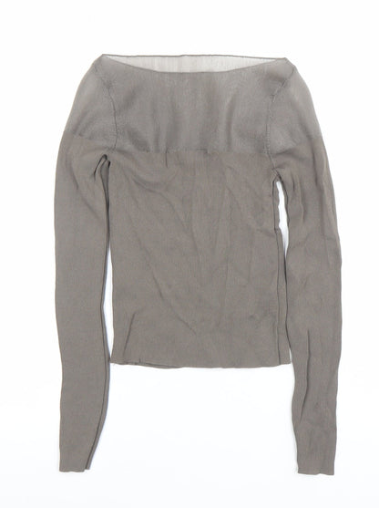 Womens UK Size S Zara Grey Basic Blouse