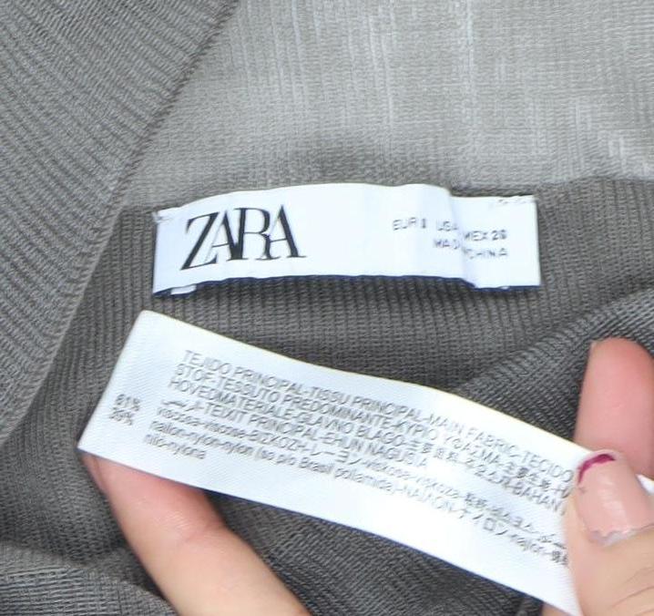 Womens UK Size S Zara Grey Basic Blouse