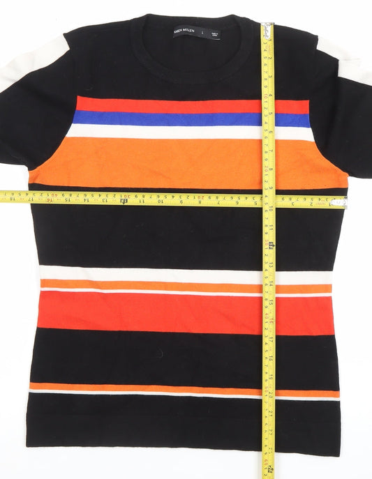 Karen Millen Women's Multicoloured Striped Knit Long Sleeve Top Size L