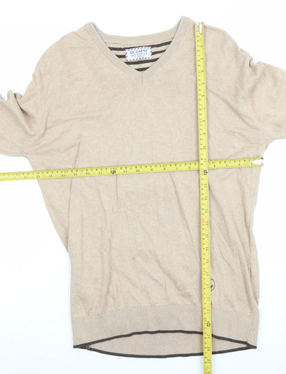 El Ganso Men's Beige V-Neck Cotton Jumper Size S
