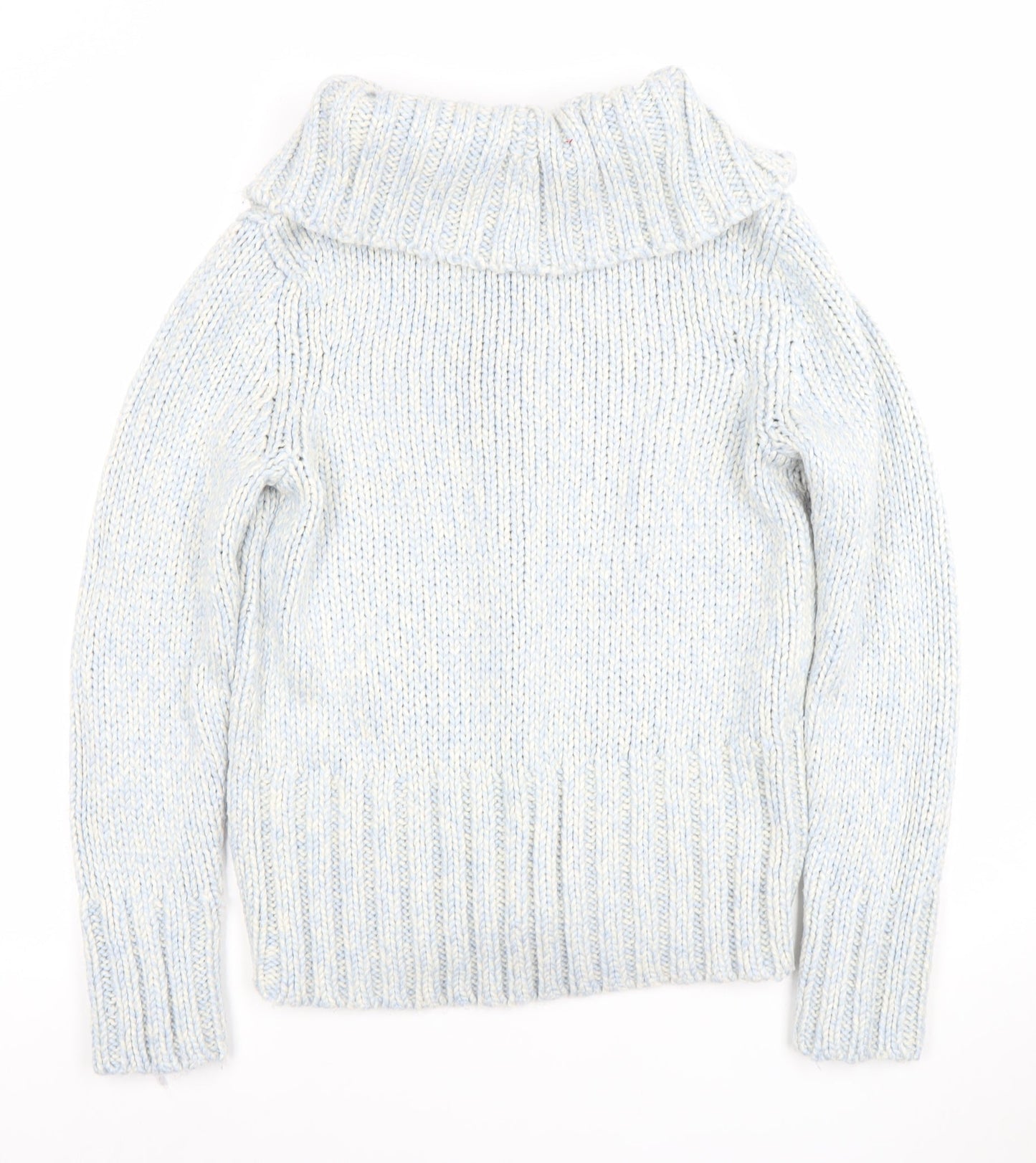 Casual Club Women's Blue Size 14 Chunky-Knit Full Zip Roll Neck Jumper