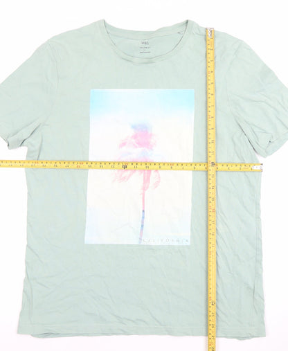 Mens UK Size L Marks and Spencer Green  T-Shirt