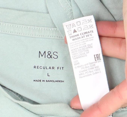 Mens UK Size L Marks and Spencer Green  T-Shirt