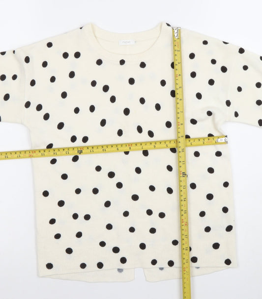 Next Girls Ivory Black Polka Dot Acrylic Jumper 11 Years Long Sleeve Crew Neck