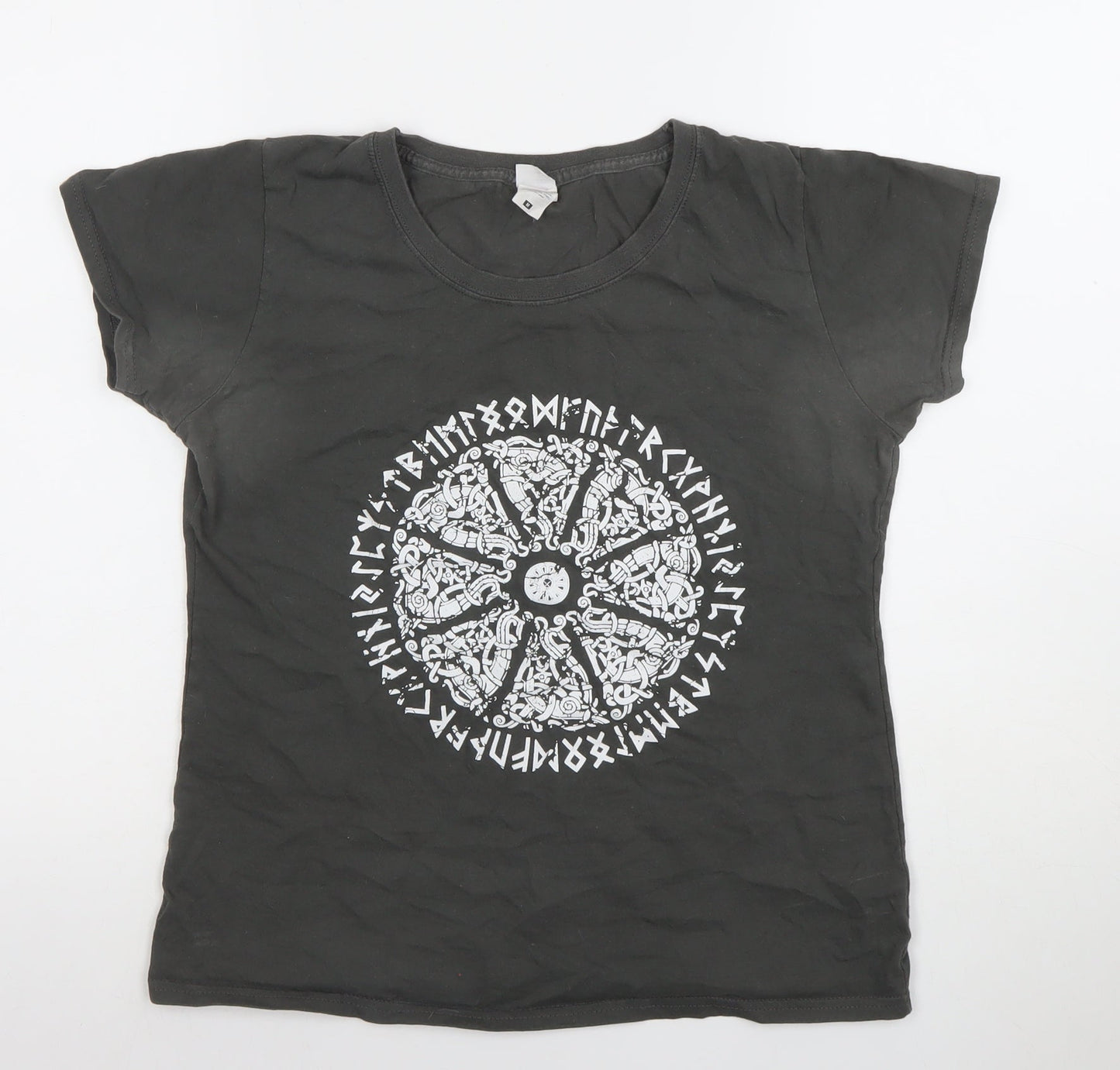 Womens UK Size M Fruit of the Loom Black Basic T-Shirt