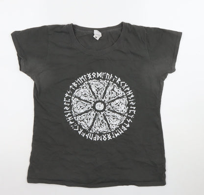 Womens UK Size M Fruit of the Loom Black Basic T-Shirt