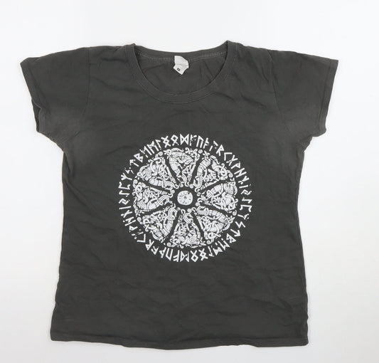 Womens UK Size M Fruit of the Loom Black Basic T-Shirt