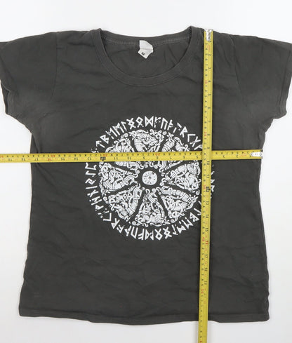 Womens UK Size M Fruit of the Loom Black Basic T-Shirt