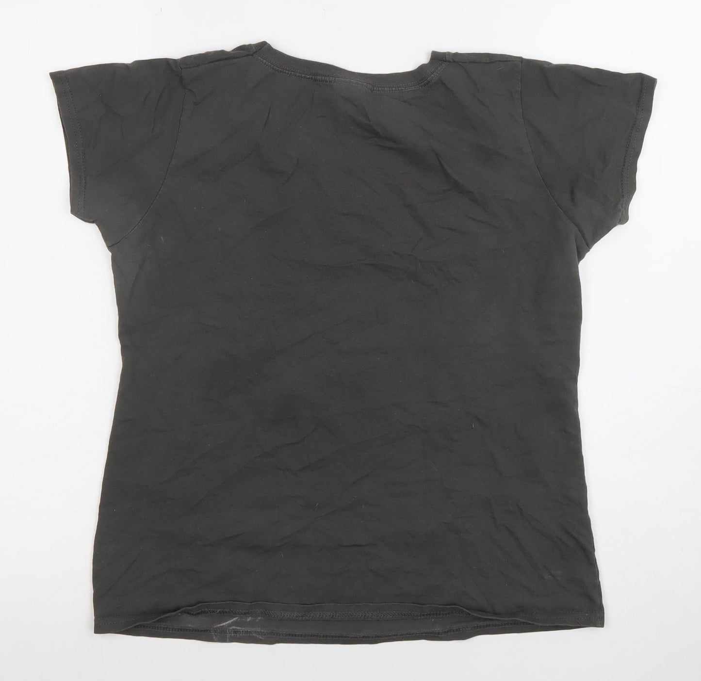 Womens UK Size M Fruit of the Loom Black Basic T-Shirt
