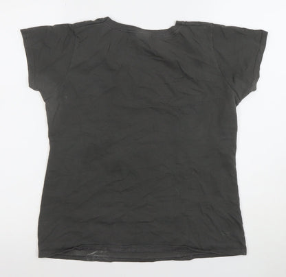 Womens UK Size M Fruit of the Loom Black Basic T-Shirt