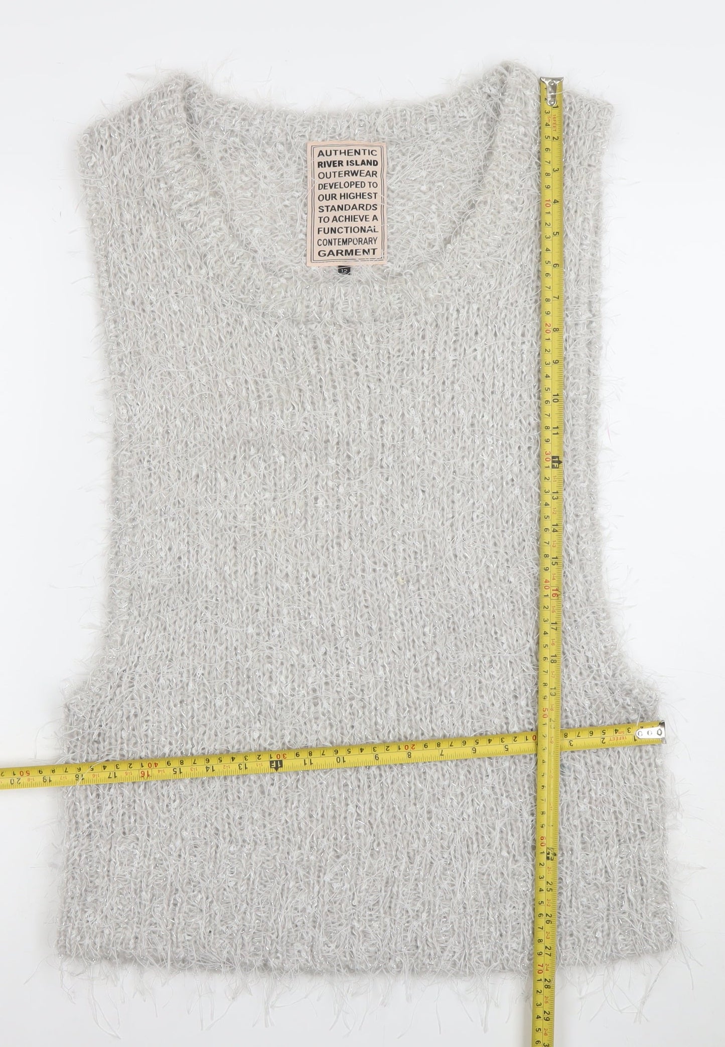 Womens UK Size 12 River Island Grey Vest Jumper