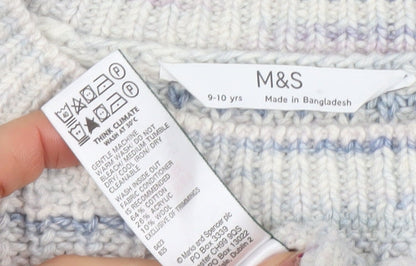 Marks and Spencer Girls Multicoloured Knit Pullover Jumper 9-10 Years