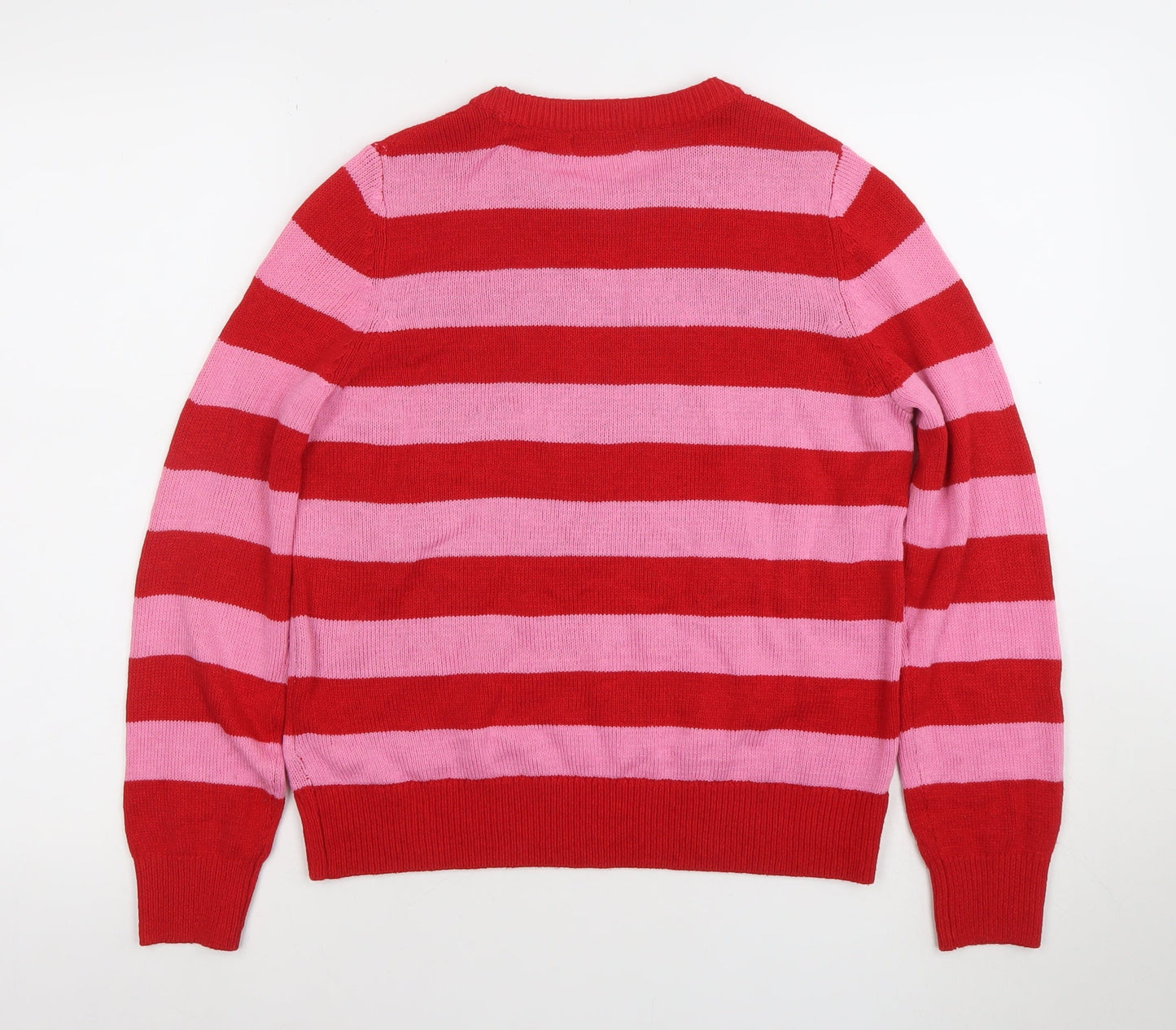 Primark Women Red Pink Striped Santa Christmas Jumper Size S
