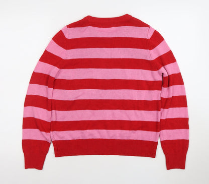 Primark Women Red Pink Striped Santa Christmas Jumper Size S