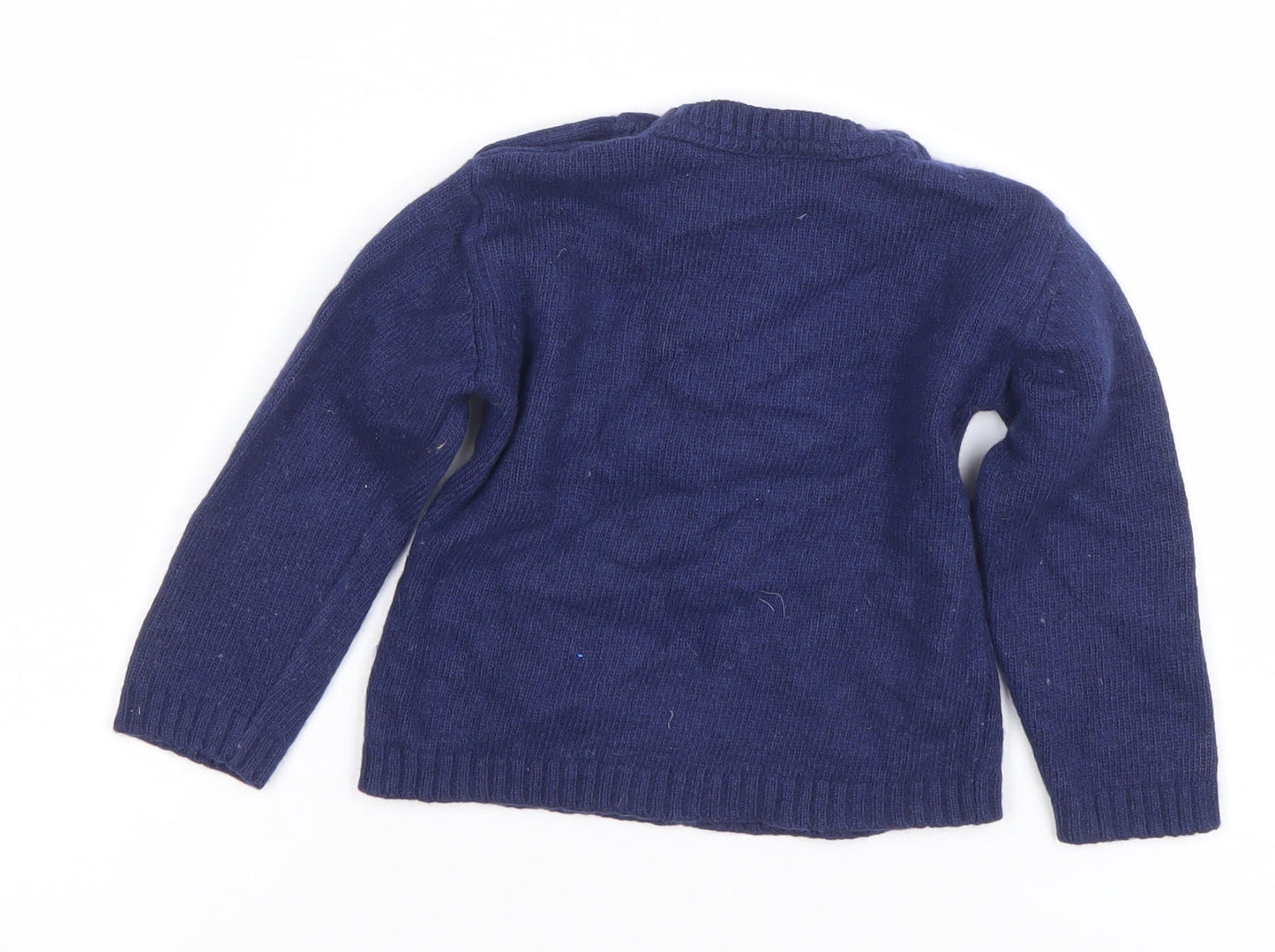 JoJo Maman Bébé Blue Little Bear Cotton Cashmere Jumper 6-9 Months