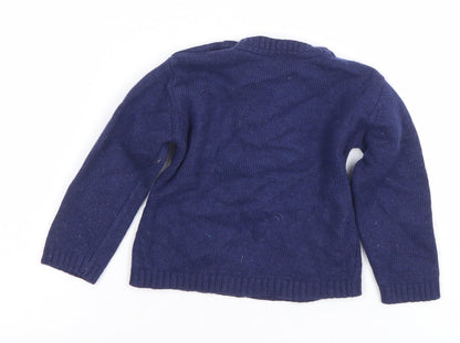 JoJo Maman Bébé Blue Little Bear Cotton Cashmere Jumper 6-9 Months