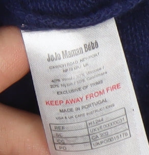 JoJo Maman Bébé Blue Little Bear Cotton Cashmere Jumper 6-9 Months