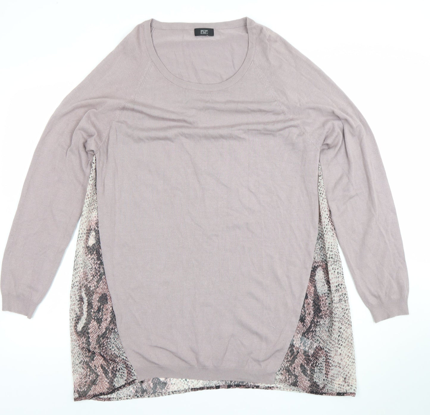 F&F Women’s Purple Snake Print Long Sleeve Tunic Top Size 18