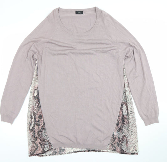 F&F Women’s Purple Snake Print Long Sleeve Tunic Top Size 18