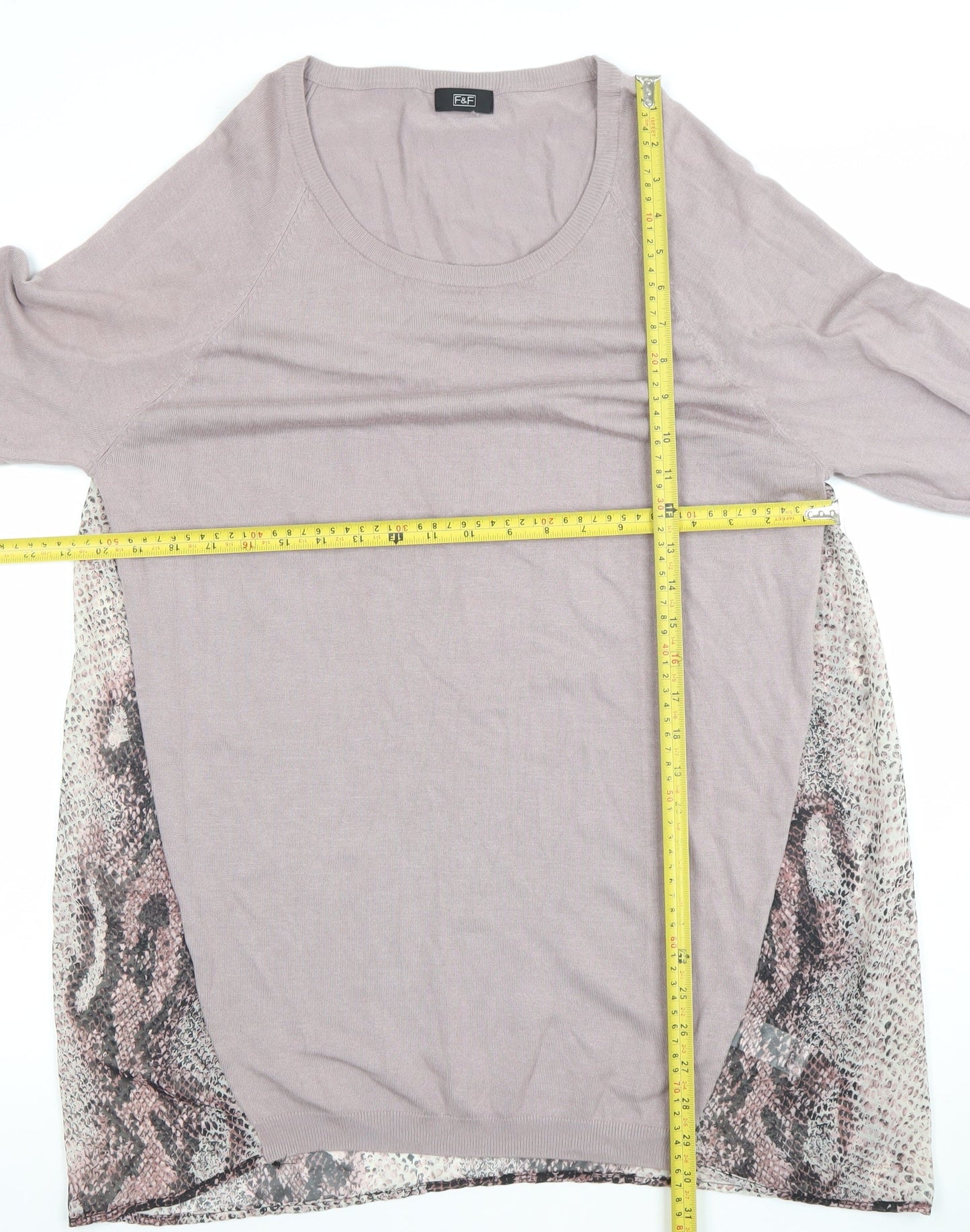 F&F Women’s Purple Snake Print Long Sleeve Tunic Top Size 18