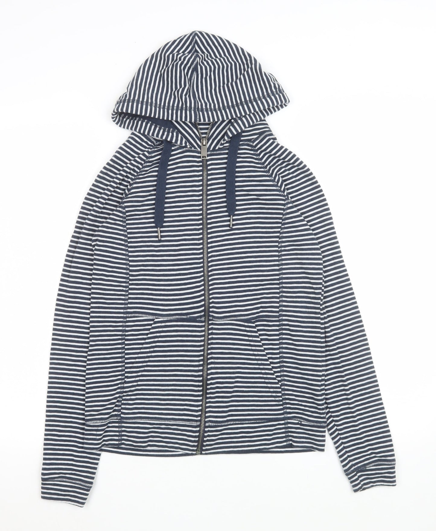 Mountain Warehouse Women's Blue Striped Hooded Zip Jacket Size 8