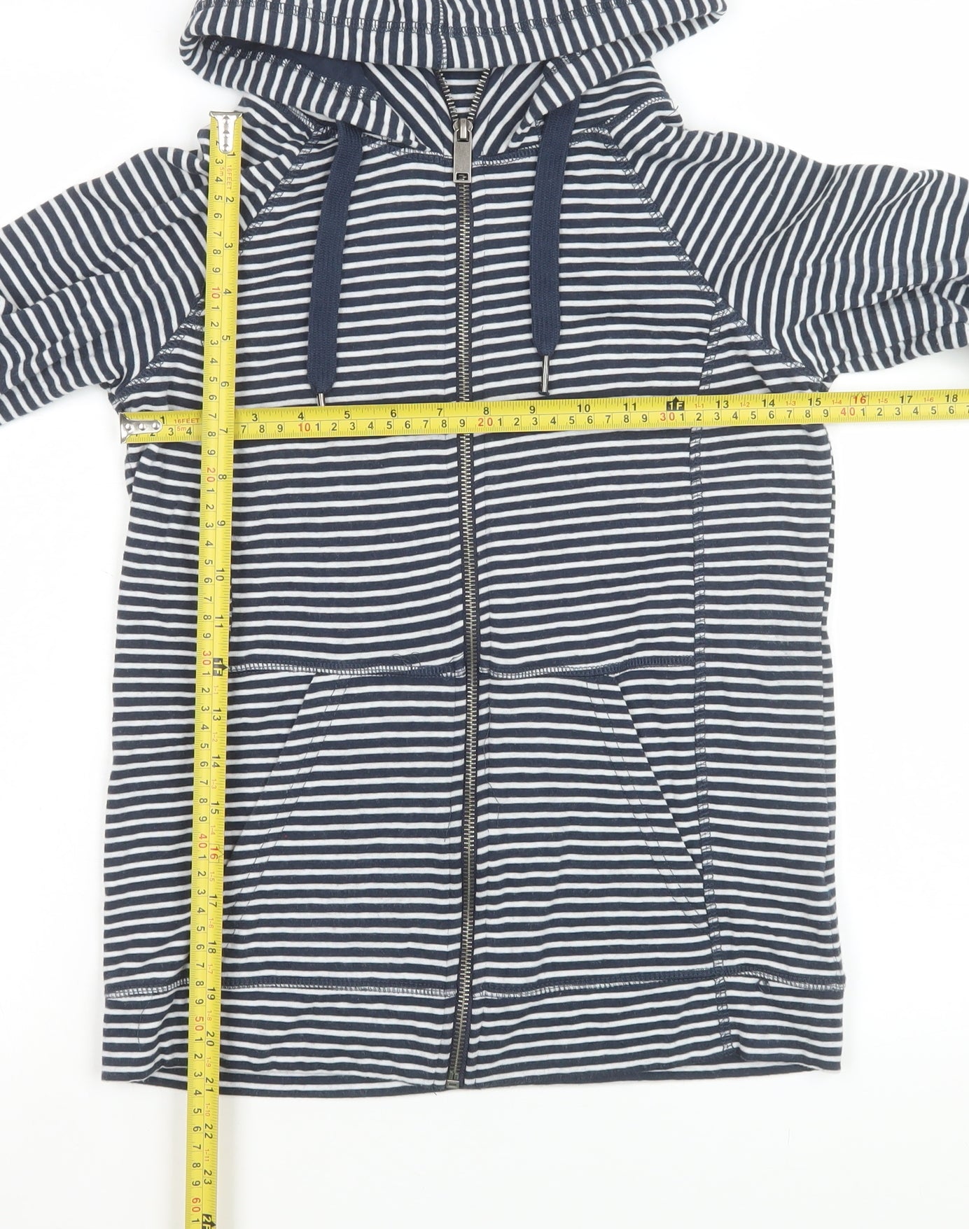 Mountain Warehouse Women's Blue Striped Hooded Zip Jacket Size 8