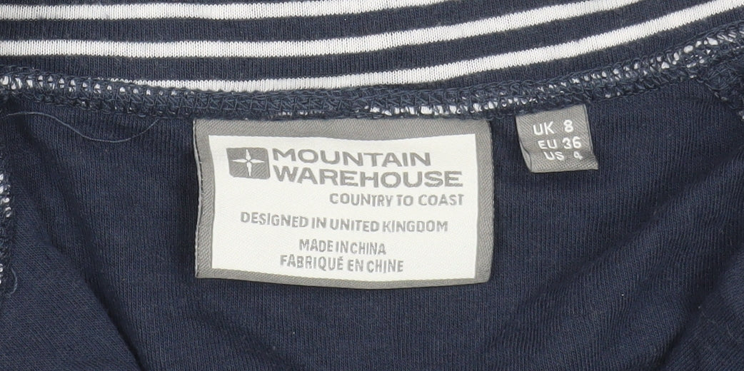 Mountain Warehouse Women's Blue Striped Hooded Zip Jacket Size 8