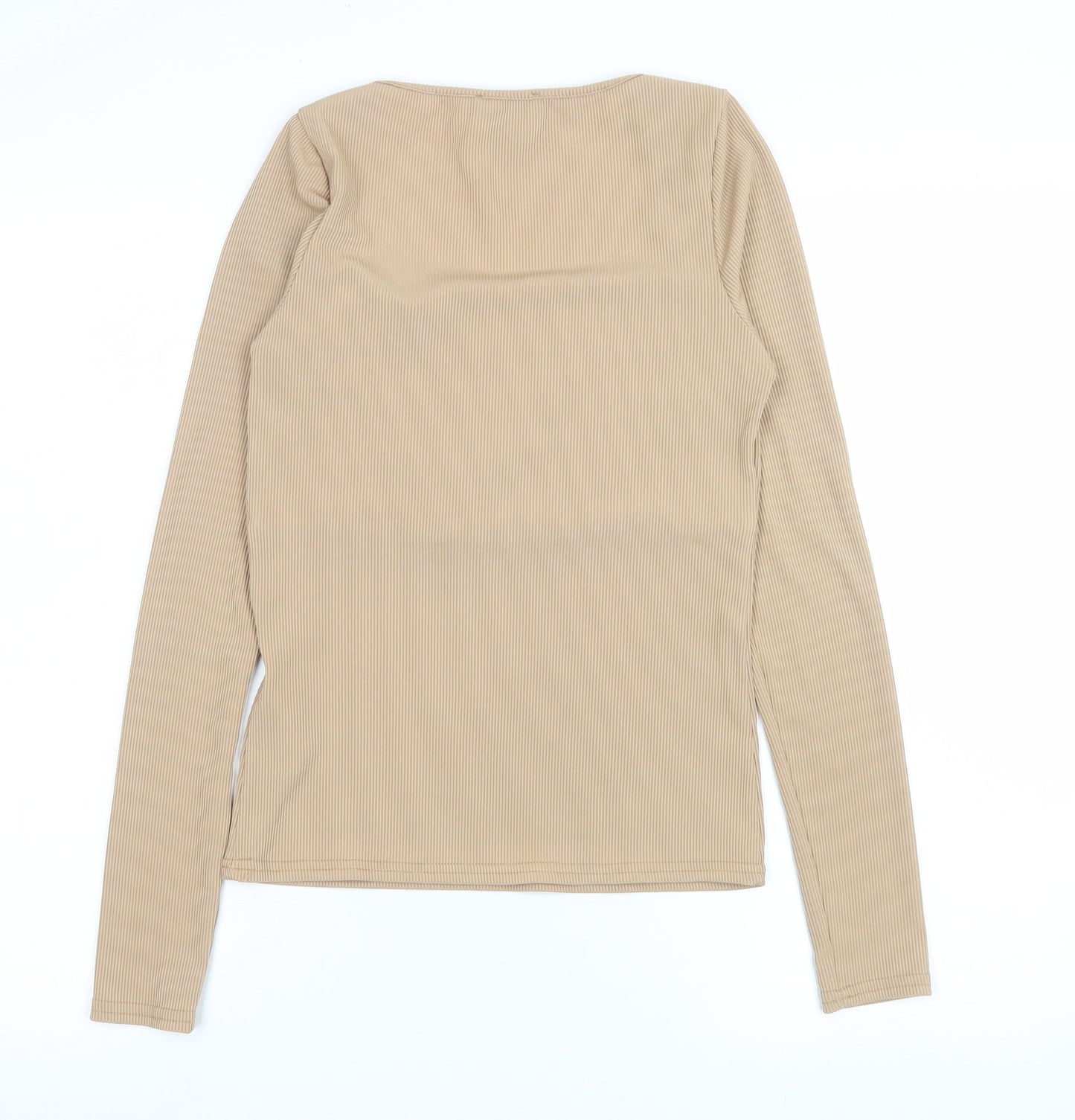 New Look Women’s Beige Long Sleeve Square Neck Tunic Blouse Size 12