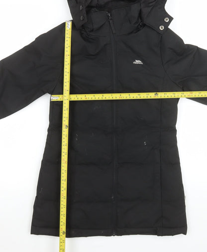 Trespass Girls Black Waterproof Hooded Long Puffer Coat 5-6 Years