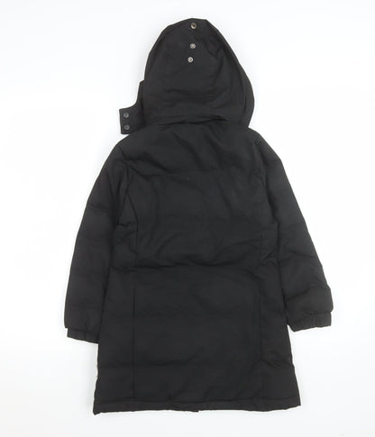 Trespass Girls Black Waterproof Hooded Long Puffer Coat 5-6 Years