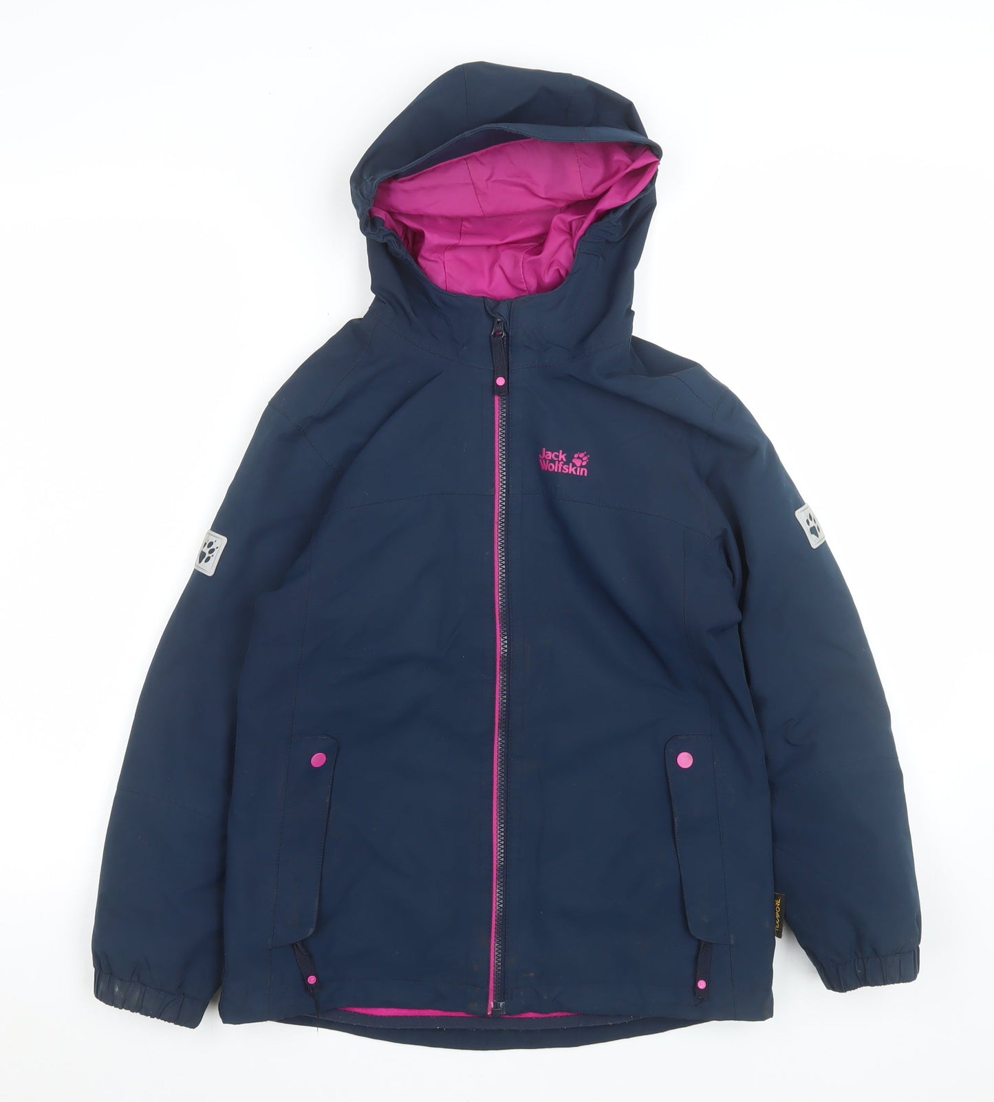 Jack Wolfskin Girls Blue Hooded Puffer Jacket 12 Years Waterproof Lined