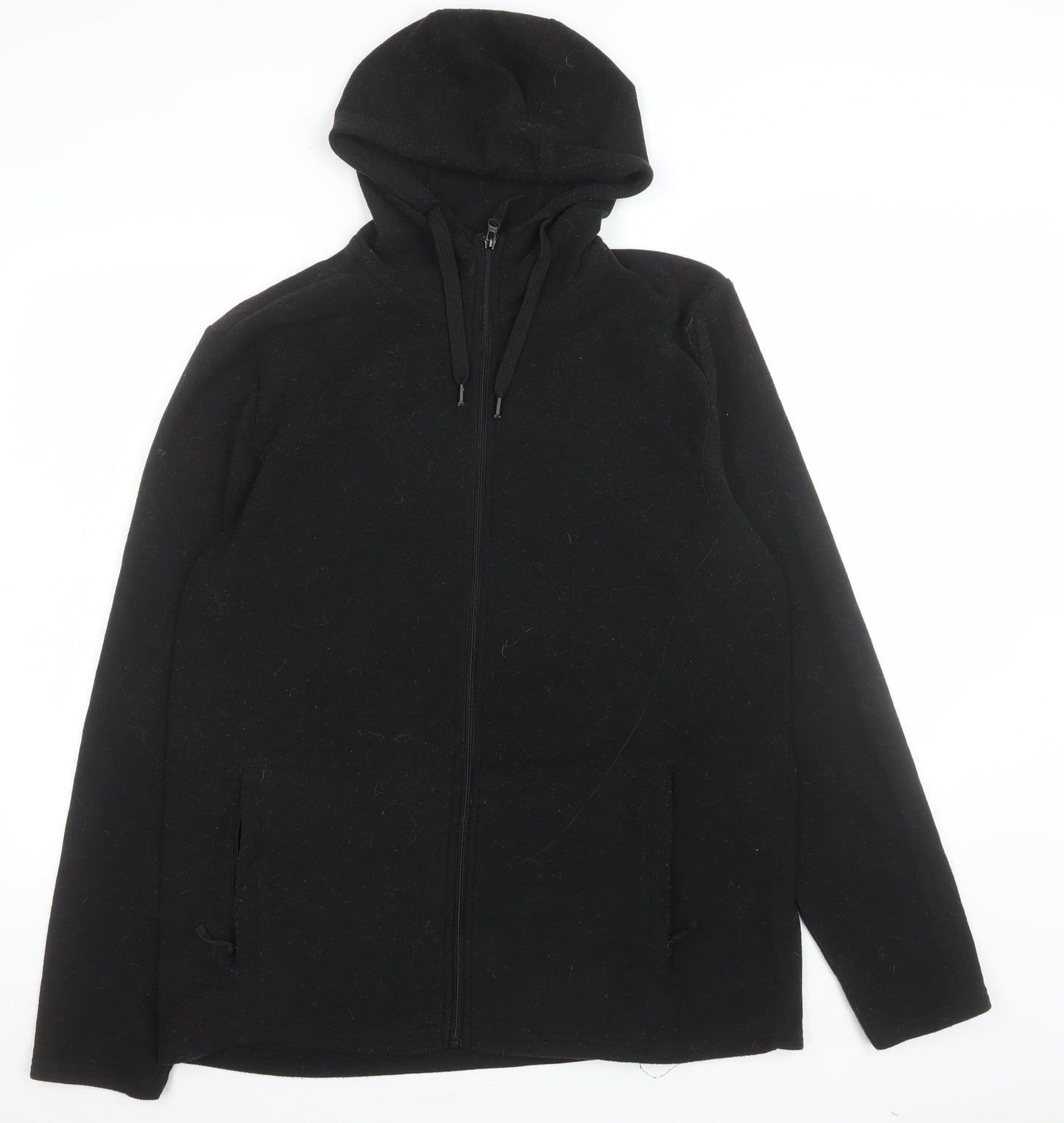 Mountain Warehouse Womens Black Fleece Hooded Jacket L Full Zip