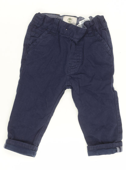 Timberland Blue Cotton Khaki Trousers 12 Months Unisex Baby Regular Fit