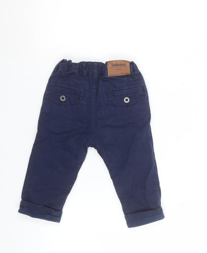 Timberland Blue Cotton Khaki Trousers 12 Months Unisex Baby Regular Fit