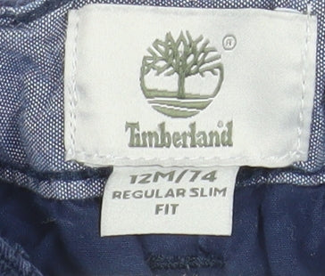 Timberland Blue Cotton Khaki Trousers 12 Months Unisex Baby Regular Fit
