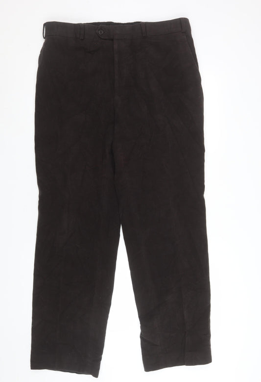 Balmain Men's Brown Cotton Straight Leg Trousers 36W 32L
