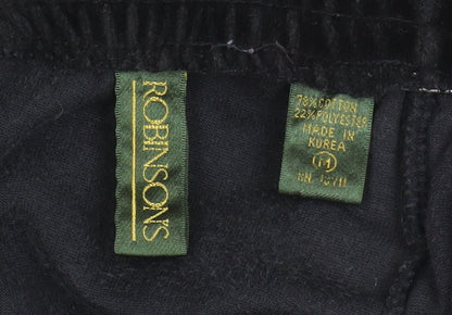 Robinsons Womens Black Velvet Cotton Blend Regular Fit Leggings Size 14