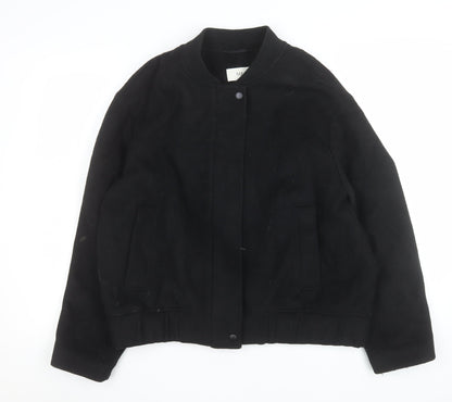 Marks and Spencer Women's Black Wool Blend Bomber Jacket M