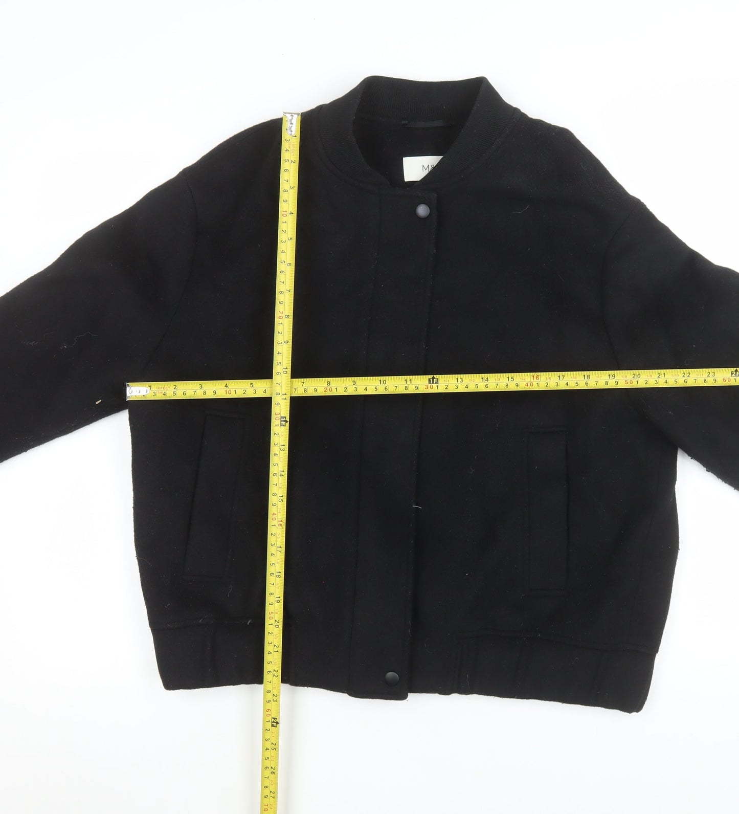Marks and Spencer Women's Black Wool Blend Bomber Jacket M