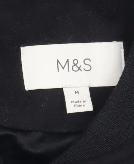 Marks and Spencer Women's Black Wool Blend Bomber Jacket M