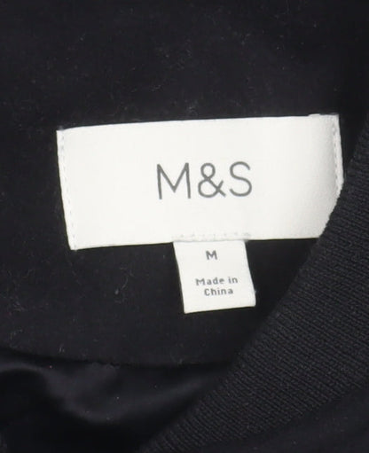 Marks and Spencer Women's Black Wool Blend Bomber Jacket M