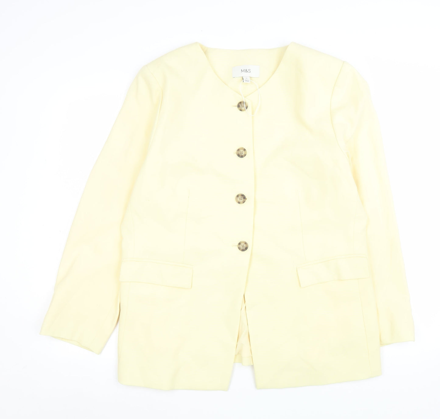 Marks and Spencer Womens Yellow Blazer Jacket Size 18 Regular Fit