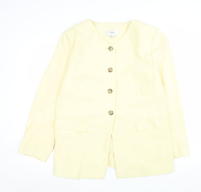 Marks and Spencer Womens Yellow Blazer Jacket Size 18 Regular Fit
