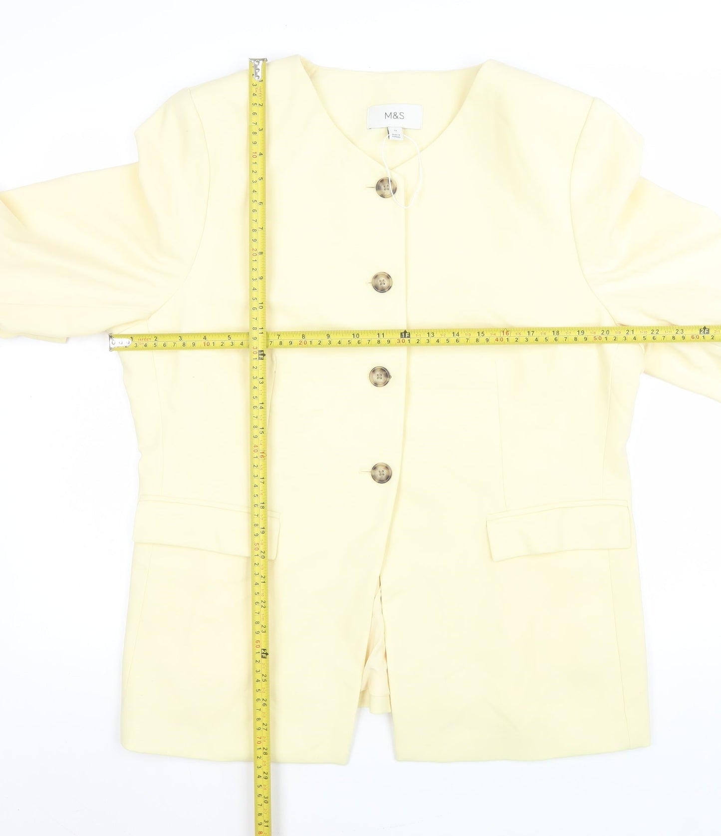 Marks and Spencer Womens Yellow Blazer Jacket Size 18 Regular Fit