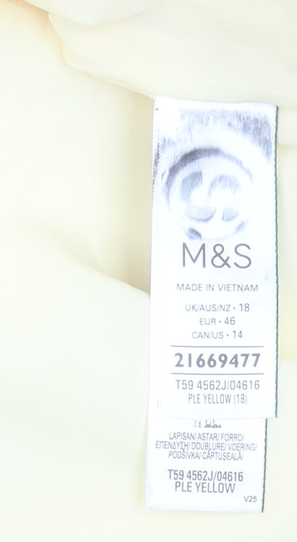 Marks and Spencer Womens Yellow Blazer Jacket Size 18 Regular Fit