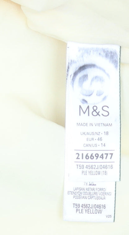 Marks and Spencer Womens Yellow Blazer Jacket Size 18 Regular Fit