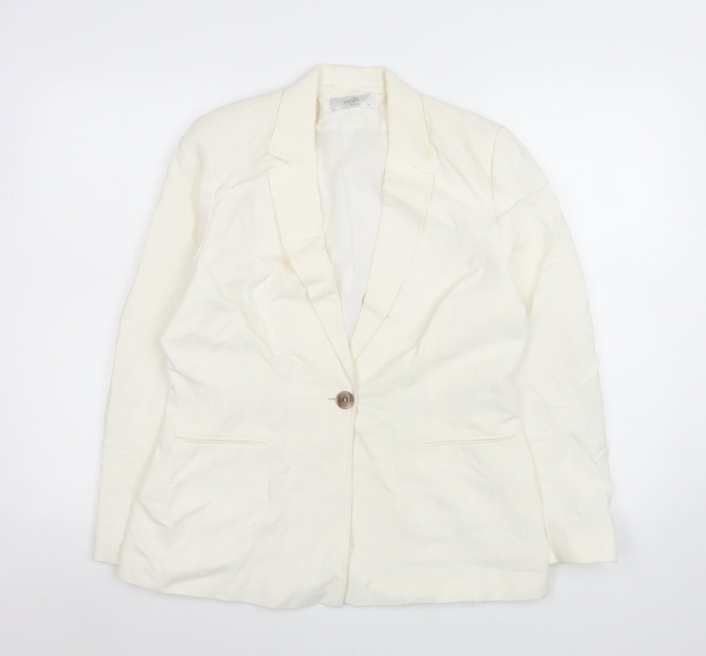Wallis Ivory Linen Blend Women's Size 14 Single-Breasted Blazer