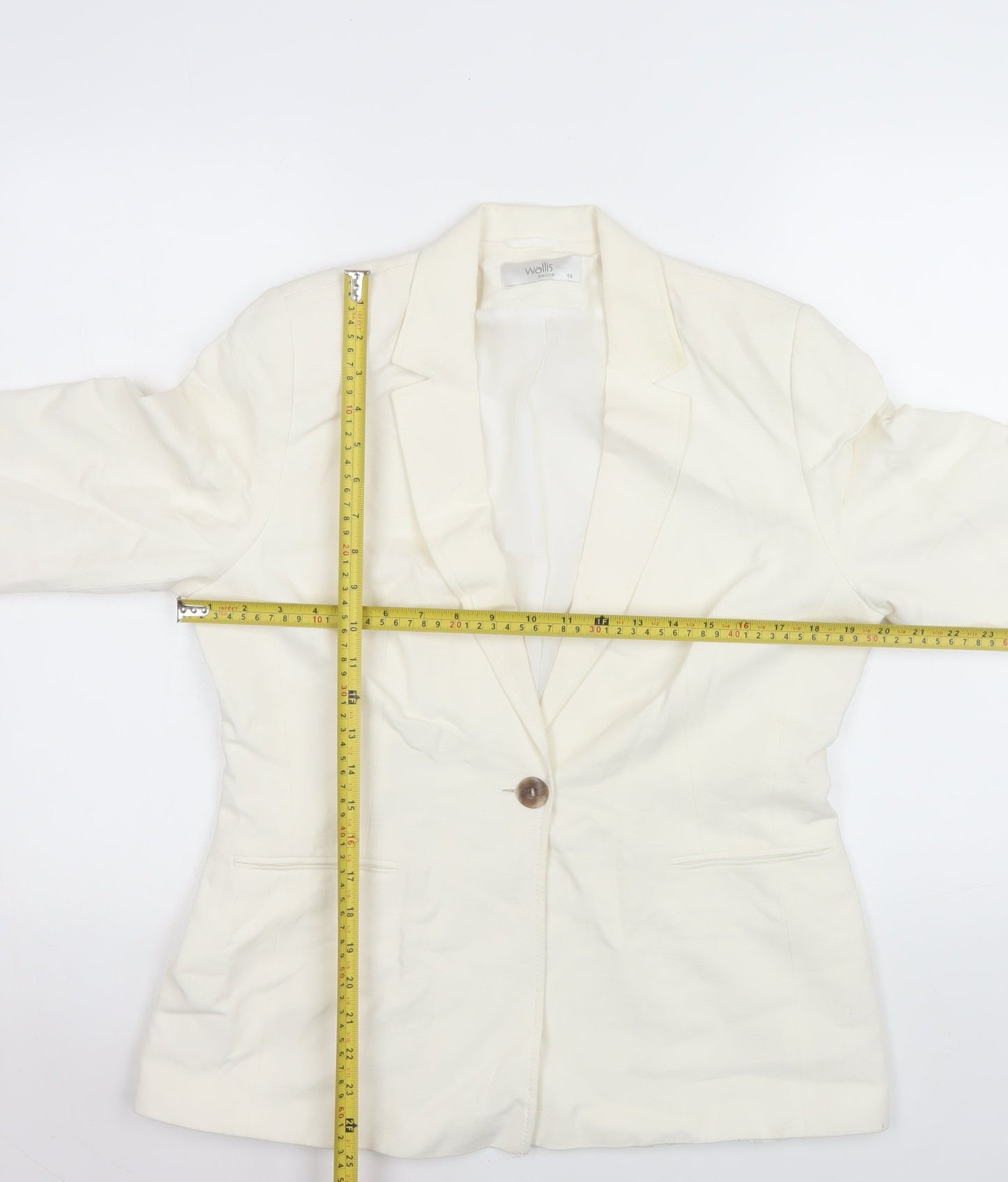 Wallis Ivory Linen Blend Women's Size 14 Single-Breasted Blazer