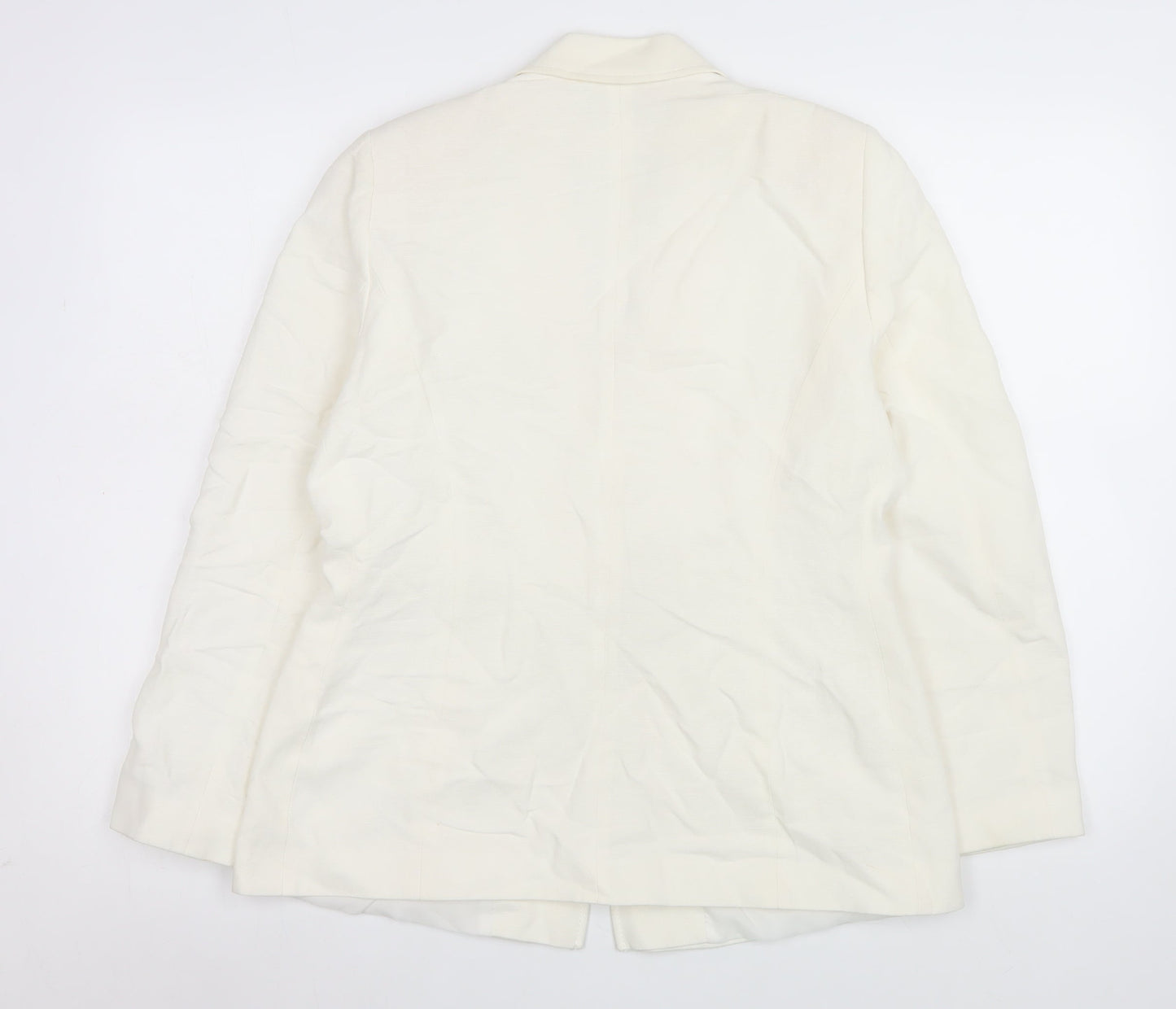 Wallis Ivory Linen Blend Women's Size 14 Single-Breasted Blazer