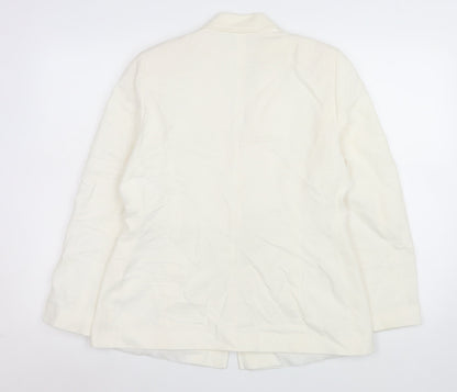 Wallis Ivory Linen Blend Women's Size 14 Single-Breasted Blazer